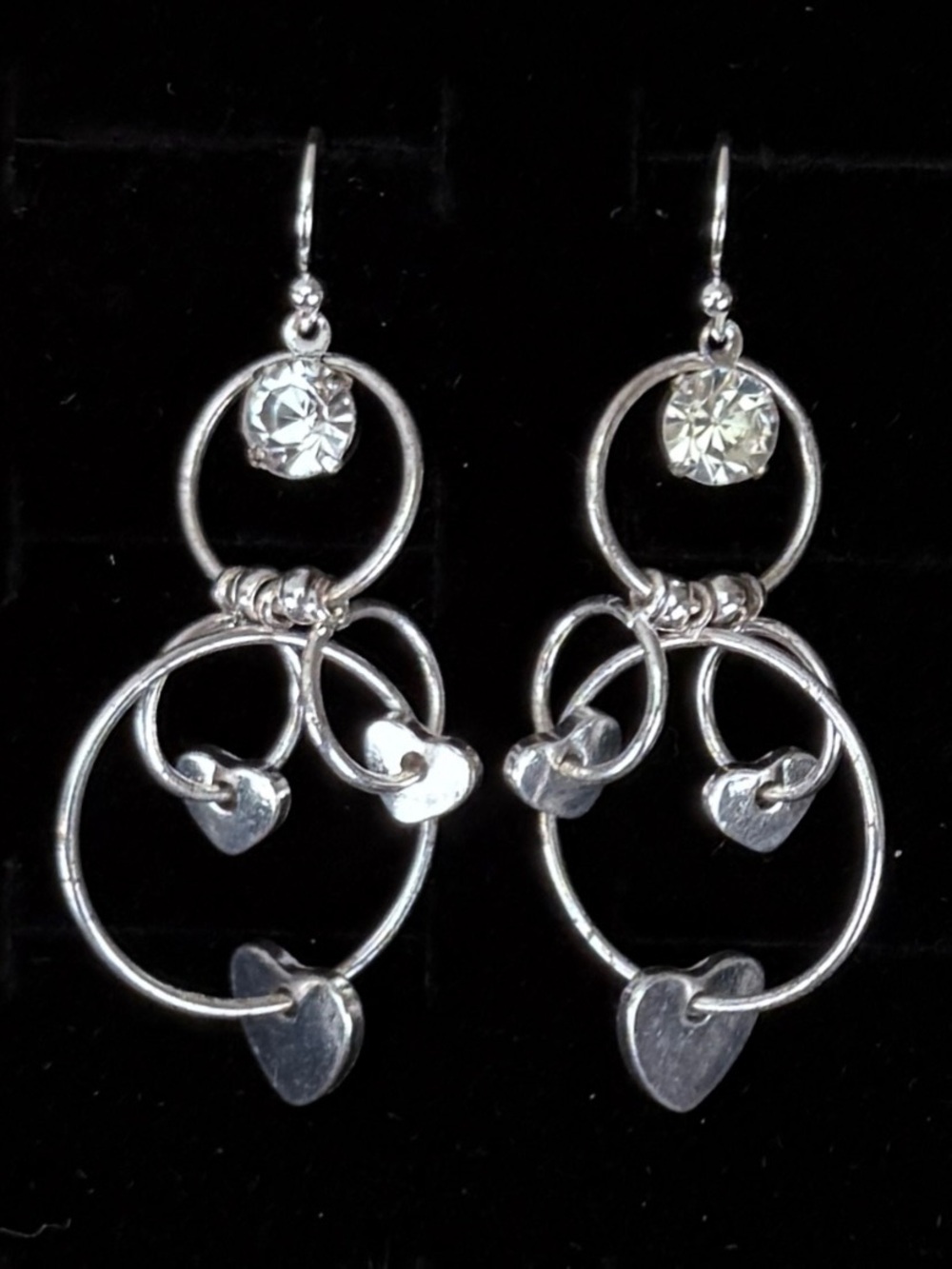 Delicate lightweight, silvertone, bling, floating dangle pierced earrings